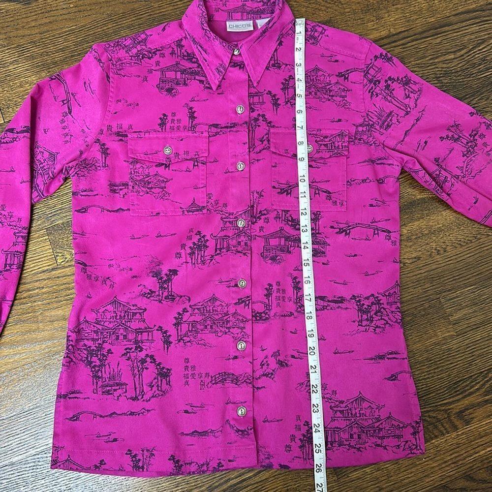 Chico’s Brushed Suede Raspberry Color Button Down… - image 6